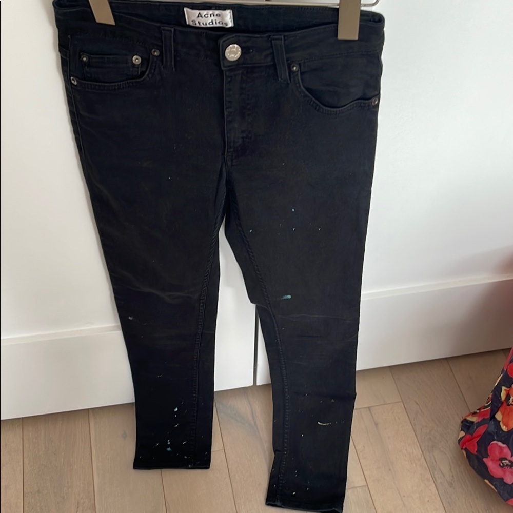 ACNE studios skinny jeans 27/32 flex black with 🎨 paint